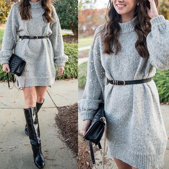 oversized jumper dress with belt